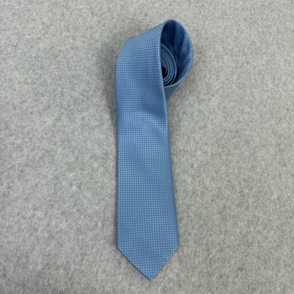 DUCHAMP Mens 100% Silk Neck Tie Blue Business Classic Preppy Modern Geometric